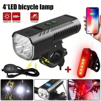 Conjunto de luces de bicicleta recargables luz trasera de bicicleta súper brillante para paseos nocturnos faros y luces traseras esenciales a prueba de agua 4 modos de luz de advertencia para hombres y mujeres