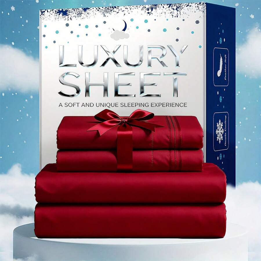 1/ 2/ 3pcs Luxury Hotel-Grade Fitted Sheet Set - 2000TC Ultra Soft & Breathable Microfiber With 14" Deep Pocket, Shrinkage & Fade Resistant, Elegant Deep Pocket For Mattresses, All-Season Easy Care Bedding Gift, Daily Use, Dorms, Guest Rooms. - 酒紅色 - 查看 1