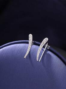 Nooxian 1pc U-Shaped Textured Ear Cuff Earring, Minimalist One-Piece Ear Clip Earring For Women - Silver - View 9