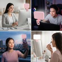 1个LED自拍灯，迷你夹式补光灯，便携式自拍灯，手机灯，可调节视频灯，仙女灯，自拍环形灯，化妆灯，摄影灯，圣诞装饰灯，手机自拍灯，适用于手机和电脑