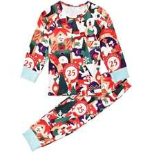 Pijamas familiares a juego, conjuntos de Navidad, casual, manga larga, ropa de Navidad, ropa de dormir suave, 4 - 5T - inicial - Ver 4