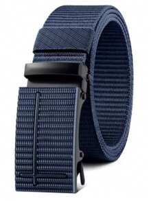 Men's Wide Belt, Reinforced Canvas, With Automatic Iron Buckle - Royal Blue - View 6