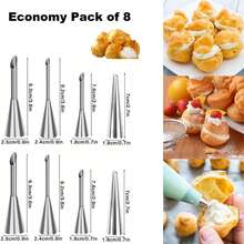 1/3 件/套奶油糖霜管道喷嘴头，专业不锈钢长奶油泡芙喷嘴装饰小糕点糖霜管道装饰工具，烘焙用品，厨房用品 - 泡芙嘴 - 查看 10