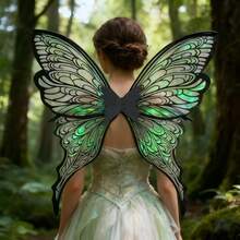1件闪亮蝴蝶翅膀，嘉年华派对表演道具，闪闪发光的蝴蝶翅膀服装配饰，适用于婚礼、嘉年华仙女服装，金色彩色蝴蝶翅膀，生日礼物，情人节服装 - 彩色 - 查看 7