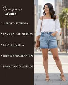 Women's High-Waisted Straight Basic Casual Summer Denim Shorts, Comfortable With Pockets, Casual Party Cotton Zipper Pocket, Denim Shorts For Beach, Holiday, Vacation, Travel, Summer - 中等水洗藍 - 查看 5