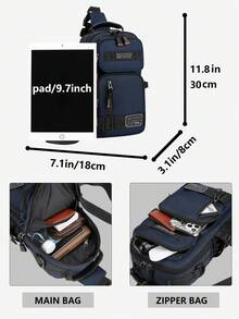 男士休闲尼龙胸包钱包，多功能腰包，大容量斜挎包，轻便单肩包，多口袋旅行包，便捷手机收纳包，适合学生、初中、高中、校园、旅行度假、商务旅行、日常通勤、购物、办公室、约会、户外、健身、跑步、骑自行车、锻炼、徒步露营、生日礼物、节日礼物 - 彩色 - 查看 3