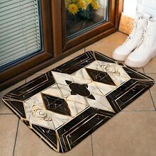 Geometric Pattern Doormat - Machine Washable, Rectangular Polyester Material, Suitable For Indoor/Outdoor Use, Perfect For Living Room, Bedroom, Kitchen, Office, Camping Decor, Entryway | Modern Flannel Doormat | Machine Washable, Water Washable - Multicolor - View 17