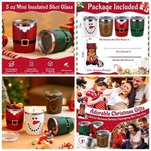 - Juego de 4 piezas de regalo de Navidad, vasos de chupito con medias de Navidad, tapas y pajitas, tazas de Navidad de acero inoxidable de 3 onzas para fiestas navideas, reuniones - Multicolor-1 - Ver 1