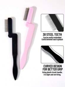 1pc Folding Stainless Steel Comb With Dense Teeth, Helps Separate Lashes, Prevent Mascara Clumping, Portable Eyelash Brush