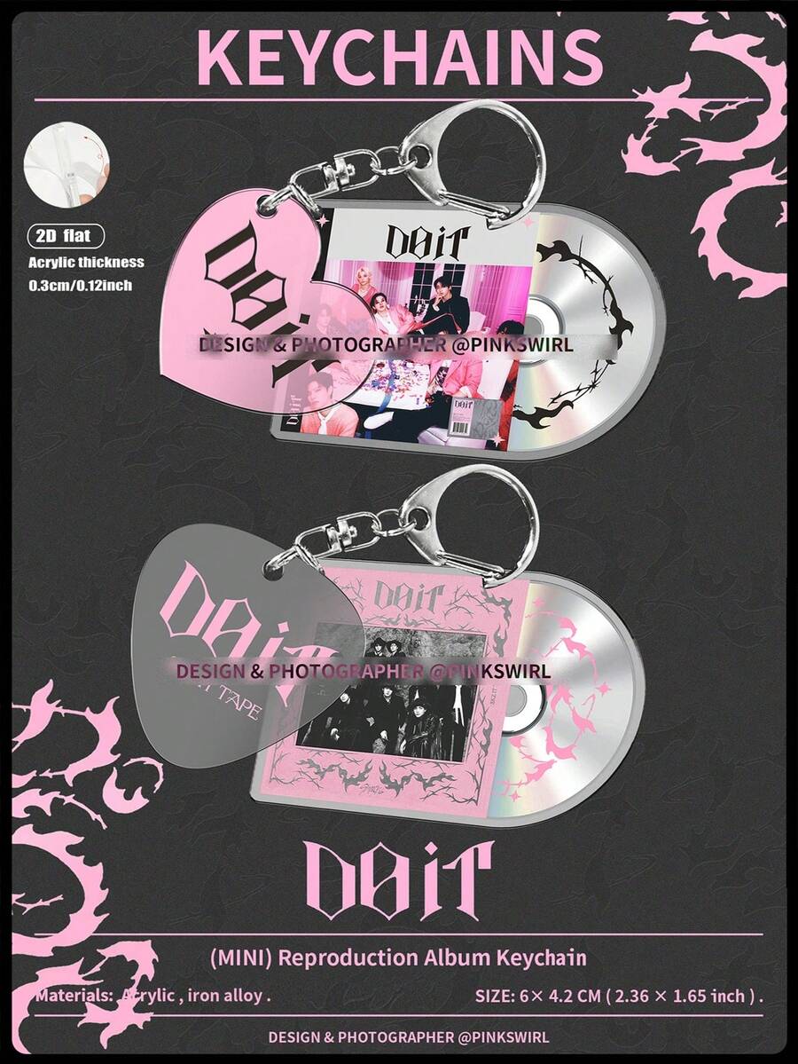 Straykid/SK/Do It,KPOP SK STYLE Acrylic KEY CHAINS, STAY ,Bag Charm, Car Keychain Pendant Keychain Holder Key Ring Mobile Phone Bag Hanging Gifts, Aesthetic Keychain, Special Gifts For Friends - Double-sided Printing Requires You to Peel Off the Film Yourself. - View 1