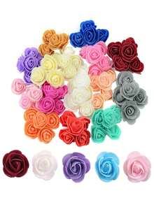 50/100/200/300/400/500个迷你泡沫玫瑰花头，人造花泡沫假花散装，适用于DIY工艺品、婚礼花束、餐桌摆饰、插花、派对餐桌装饰、家居装饰 - 彩色 - 查看 6