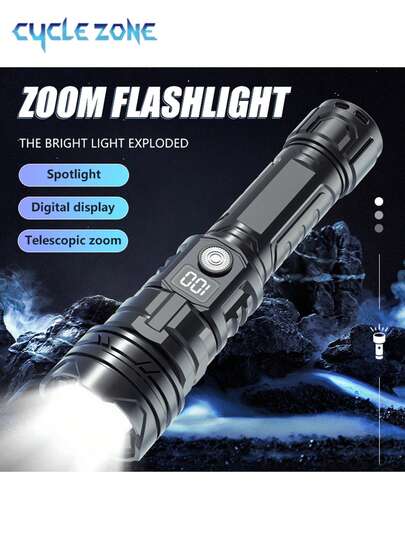 오래 지속되는 높은 루멘 줌 빔 손전등, 실외 사용을 위해 ABS로 제작된 컴팩트 휴대용 다기능 토치