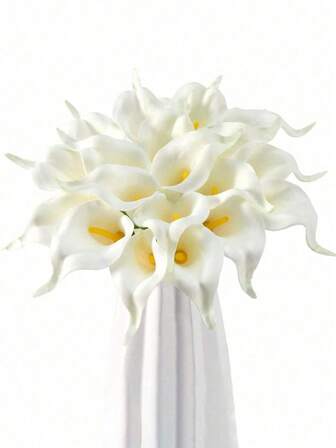 20pcs White Artificial Flowers, Silk Calla Lily For Mother's Day, Valentine's Day, Home, Kitchen, Wedding Decor - Suitable For Bridal Backdrop Props, Bouquets, Wristlets, Wedding Arches, Party Decor, Gift Decor, Restaurant Centerpieces