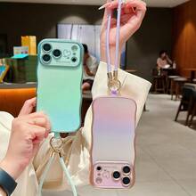 【人気の新製品】ミニマリスト高品質クリエイティブグラデーションレーザーカットハートランヤード compatible with iPhone 11 12 13 14 15 16 Pro Plus Max 16E 17 17Pro 17Pro Max 17Air用 エレガント耐衝撃保護カバー, モバイルアクセサリー,日常使用ケース,クリエイティブパターン,スタイリッシュなカバー,耐久性のある素材,ファッション愛好家,ギフトショッパー - ブルー - チェックする 4