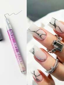 FULL BEAUTY 12 Colors 0.5mm Fine Tip Graffiti Nail Art Painting Pens, 3D Nail Art Acrylic Drawing Pens, Waterproof Outline Pens For DIY Abstract Fine Line Floral Marker Nail Art & Beauty Tools - Multicolor - View 8