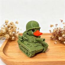 1pc Creative Tank Duck Statue, Soldier Tank Duckling Sculpture, Cute Imaginative Military Duck Decor, Humor Accessory For Military Fans, Home Desktop Decoration Duck Party, Bathroom, Bedroom, Office, Kitchen, Living Room - Perfect Holiday Gift For Family And Friends Military Enthusiasts - Multicolor - View 6