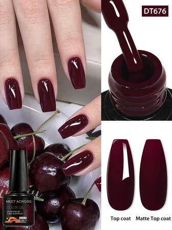 1 pieza Esmalte de uñas en gel color vino tinto de 7.3ml, de larga duración, libre de plomo, sin HEMA ni TPO, gel UV semi-permanente que se retira con remojo, para diseños de arte de uñas DIY, decoración, pintura de manicura, kits de esmalte de gel para salón y suministros de uñas para el hogar