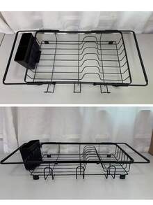 1pc Expandable Sink Dish Drying Rack, Large Capacity Cup Bowl Plate Storage Organizer For Kitchen - Multicolor - View 3