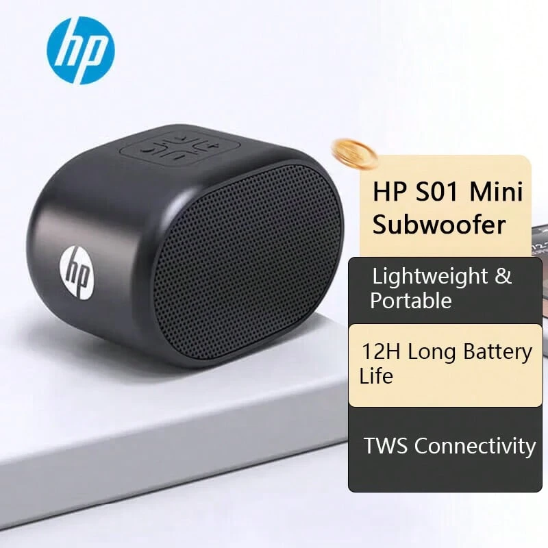 HP S01 無線藍牙喇叭,便攜式迷你多功能多媒體喇叭,戶外立體聲 TWS 連接便攜式戶外喇叭,設計款 - 黑色 - 查看 1