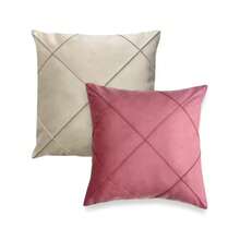 Set Of 4 And 2 Draped Suede Cushion Covers 44x44cm Decoration - White/Pink - View 2