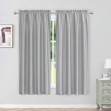 Chyhomenyc Uptown Faux Silk Light Grey Curtains 63 Inch Length 2 Panels Set For Bedroom, Light Filtering Shiny Soft Fabric Rod Pocket Window Drapes For Living Room, 40Wx63L Inches, 2 Panels,Grey40inchWx63inchLPackof2 - 灰色40吋寬x63吋長2個裝 - 查看 1