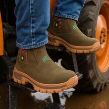 Bota Botina Coturno Couro Nobuck Palmilha Gel Adventure - Verde Musgo - Visão 14