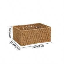 1 cái/3 cái Giỏ đựng đồ bằng mây giả, dây giấy, hộp đựng, kệ, ngăn kéo, đồ dùng phòng tắm, hộp đựng khăn mỹ phẩm - Màu Khaki - Xem 4