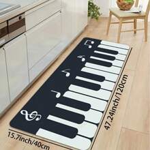 1pc Minimalist Piano Music Pattern Floor Mat, Living Room Bedroom Kitchen Bathroom Carpet, Non-Slip Bathroom Mat, Outdoor Rug, Bathroom Decor, Fitness Room - Multicolor - View 2