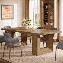 Tribesigns Dining Table For 8 People, 63-Inch Brown Rectangular Kitchen Table With Strong Geometric Frame, Industrial Large Long Dining Room Table For Big Family, Brown - Brown - View 13