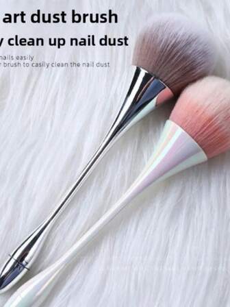 1pc Japanese Waist-Slimming Manicure Powder Brush, Iridescent Aurora Color, Long Handle Blush Brush, Soft Hair Makeup Brush For Powder Application