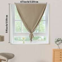 1pc Blackout Curtain, Solid Color With Black Backing, Blocks Sunlight, Darkens Room, Protects Privacy, No-Drill Adhesive Window Curtain - Multicolor - View 20