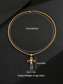 1件/2件装 时尚个性朋克风不锈钢黑色十字架吊坠，镶嵌锆石，百搭高端男士项链 - A十字架項鍊 - 查看 9