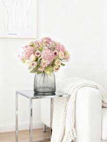 1pc 10.62 Inch Romantic Artificial Ball Chrysanthemum Rose Faux Plant Plastic Centerpiece Bridal Bouquet, Suitable For Spring/Autumn Wedding Vase Arrangement, Can Be Used For Mother's Day/Father's Day/Holiday Birthday/Party Decoration/Wedding/Room/Home/Kitchen/Bedroom/Living Room/Dining Table Decoration/Bridal Bouquet/Outdoor Garden Decoration, Autumn Decoration, Birthday Party Decoration Material, New Year Gift, Valentine's Day Gift - Purple - View 10
