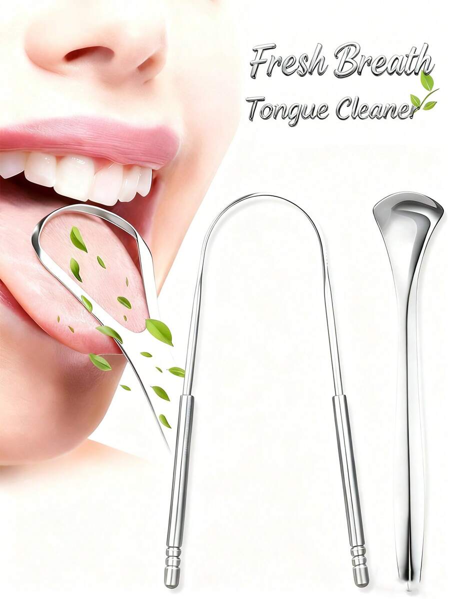 Stainless Steel Tongue Scraper 3 Models Rust-Resistant Durable,Tongue Cleaner Effective Bad Breath Removal Tongue Coating Cleaning, Portable Travel-Friendly For Adults Kids Daily Use, Family Oral Care Oral Hygiene - 銀色 - 查看 1