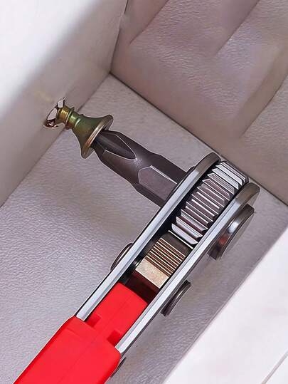 Ratchet Screwdriver Handles Narrow Spaces, Front And Rear, Elbow Wrench, Right Angle Bending, Cross Screwdriver, Steel Material, Red Color, Requires Assembly, Non-Electric, Battery-Free For Industrial And Scientific Use(Random Delivery Of Styles)