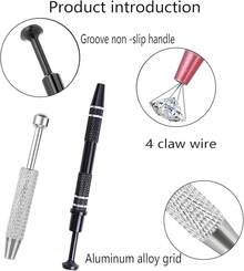 Pinzas para Joyas, 2 Pinzas para joyería, Portaherramientas Herramienta de Recogida de Joyas, Pinzas para Sujetar Catcher Grabber Pinzas Rectas para Hacer Joyas Herramienta con 4 Garras (estilo largo) - estilo corto - Ver 4