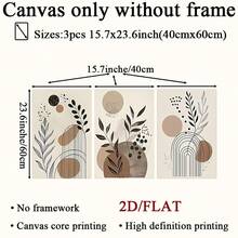 3pcs/Set Modern Minimalist Wooden Frame Canvas Posters, Boho Style Abstract Line Plant Prints Wall Art, Creative Simple Wall Decor, Suitable For Living Room, Bedroom, Kitchen, Dining Room, Classroom, Office, Wall Art, Room Decor, Perfect Gift For Art And Home Decor Lovers