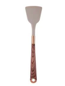 1 Set 12pcs Silicone Wood Grain Non-Stick Cookware Set, Heat Resistant Coated Golden Wood Grain Handle Cooking Utensils