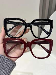 1-2 Pairs Plastic Leopard Print Multicolor Oval Full Frame Decorative Glasses, Suitable For Daily Life, Back To School, Weekend Outfit, Date Outfit, Going Out, Fashion Accessory, Fits All Face Shapes - 無色 - 查看 12