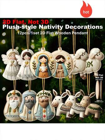 1pc(Random) Angel Wooden Hanging Ornaments - White Angel And Animals, Perfect For Home, Window, Fireplace, And Party Decorations, Ideal Celebration And Party Gifts, Decorative Angel | Angel Design | Wooden Structure, Angel Decoration, Christmas, Swifty Christmas Ornament, Christmas Tree Ornaments, Christmas Home Decor, Christmas Decoration