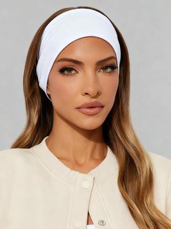 1 pieza Diadema elástica suave blanca para deportes/yoga, adecuada para eliminación de maquillaje, lavado de cara, porristas, festivales, accesorios diarios
