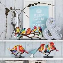 1 Stück saisonale Multi-Festival Vogel Tischdekoration - bunte Acryl Vögel auf Ästen, nicht elektrisch, federlose Tischdekoration, geeignet für Weihnachten, Ostern, Thanksgiving, Valentinstag - universelle Heimdekoration - Verschiedenfarbig - Übersicht 12