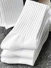 5 Pairs Of Autumn And Winter Women's Mid Length Socks, White, Sports And Casual Socks(No Cardboard) - màu đen - Xem 2