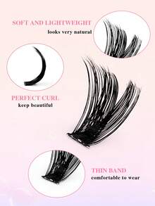 160pcs/Pack CC Curling & Thick Eyelash Clusters, 100D, 8-17mm, DIY Eyelash Extension Individual Lashes, Home DIY Eyelash Extension, Soft & Lightweight, Mixed Packaging - Black - View 3