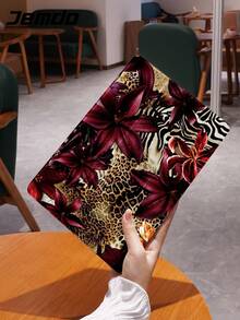 1pc Vintage Leopard Print & Hibiscus Flower Pattern Tablet Protective Case, Compatible With IPad 10.2", IPad Pro 2021/2020/IPad (A16) 11", 11th Gen 2025/10th Gen, Galaxy Tab A8 10.5" 2022, Matepad 10.4/Tab, Anti-Drop, With Pencil Slot, Sleep/Wake Support, Best Gift For Tablet Users - Multicolor - View 2