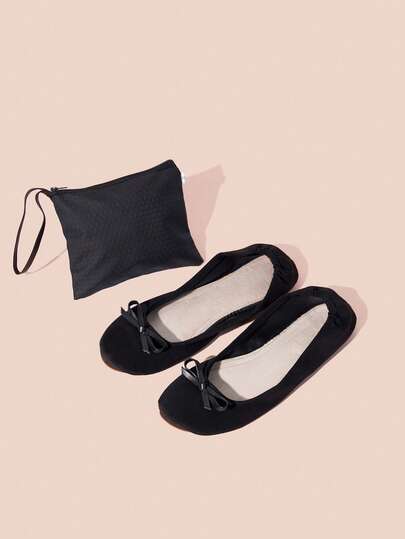 Hatastic 女士轻便、赤足、休闲、柔软、百搭的经典芭蕾平底鞋，可折叠，方便穿脱，适合室内穿着，女士平底凉鞋，女士家居拖鞋，圣诞礼物