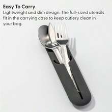 W&P Porter - Utensilios de Acero Inoxidable con Funda de Transporte de Silicona, Color | Cuchara, Tenedor y Cuchillo para Comidas sobre la Marcha | Juego portátil y Compacto(Utensilios Porter Crema) - Multicolor - Ver 3
