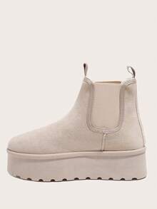 女士米色休闲运动风套脚加厚保暖踝靴，适合秋冬季节、约会、通勤、聚会等场合，尺码偏大一码 - 米色 - 查看 10