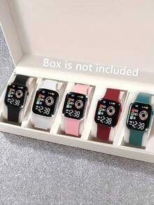 5/1pc Fashion Simple Digital Display Watch Combination Set - Unisex - Suitable For School, Parties, And Travel, Perfect For Giving To Family, Friends, And Lovers, Perfect Gift For Girls On Thanksgiving And Christmas
