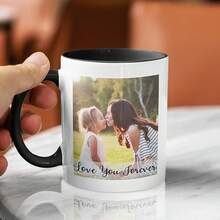 Custom Mug Upload Your Picture Personalized Coffee Mug With Photo Text Name Customized 11 Oz/15 Oz Tea Cup Unique Ideas Gifts Men Women Mom Dad Couple Girlfriend Boyfriend Friend Family - 白色/黑色 - 查看 3